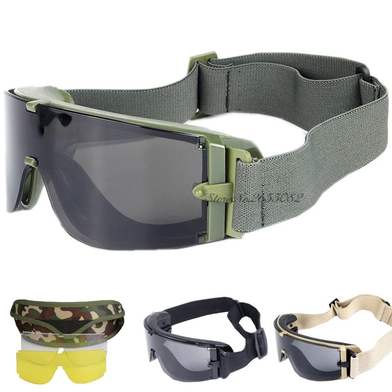 Военные тактические очки 3 линзы Баллистические ветрозащитные УФ защитные очки тактические очки для страйкбола пейнтбола стрельбы