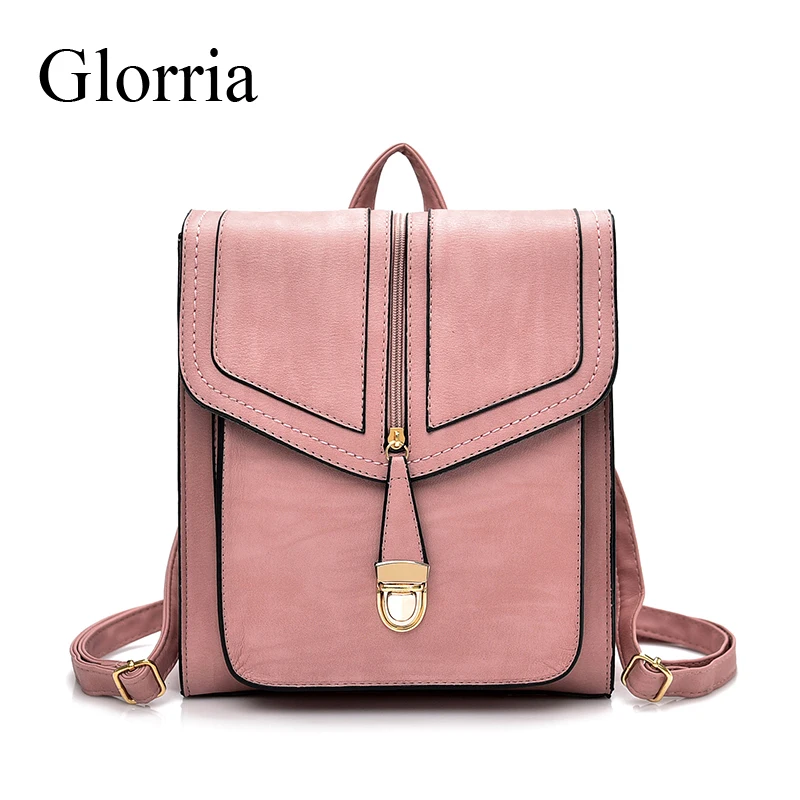 Glorria Multifunction Vintage Women Leather Backpack Bags Female School Backpack for Teenage Girls Bagpack Sac a