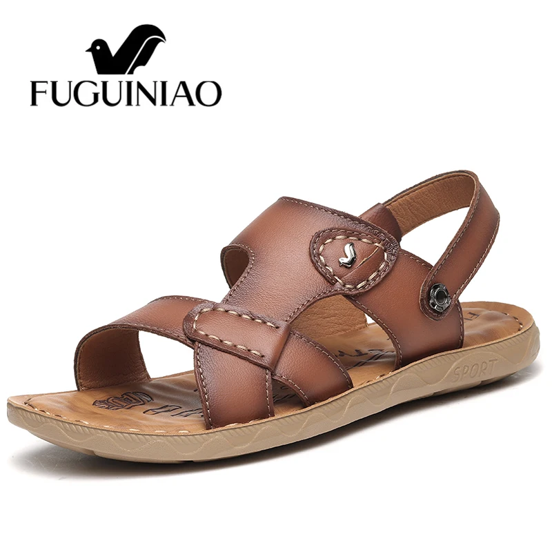 Masculino Hombre Sapato Masculina Playa Black brown Sandalia Casual Gladiador Cuero Auténtico Verano Zapatos Moda Zapatillas Hombres Sandalias OzqE1