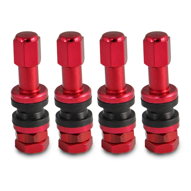 

LOPOR 4Pcs/Set Car Aluminum Tubeless Wheel Tire Valve Stem With Dust Cap Red