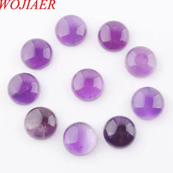

WOJIAER Amethysts Round 12mm Cabochon Beads Natural Stone Healing Bead Fit for Women Men DIY Handmade Jewelry 50PCS PU8206