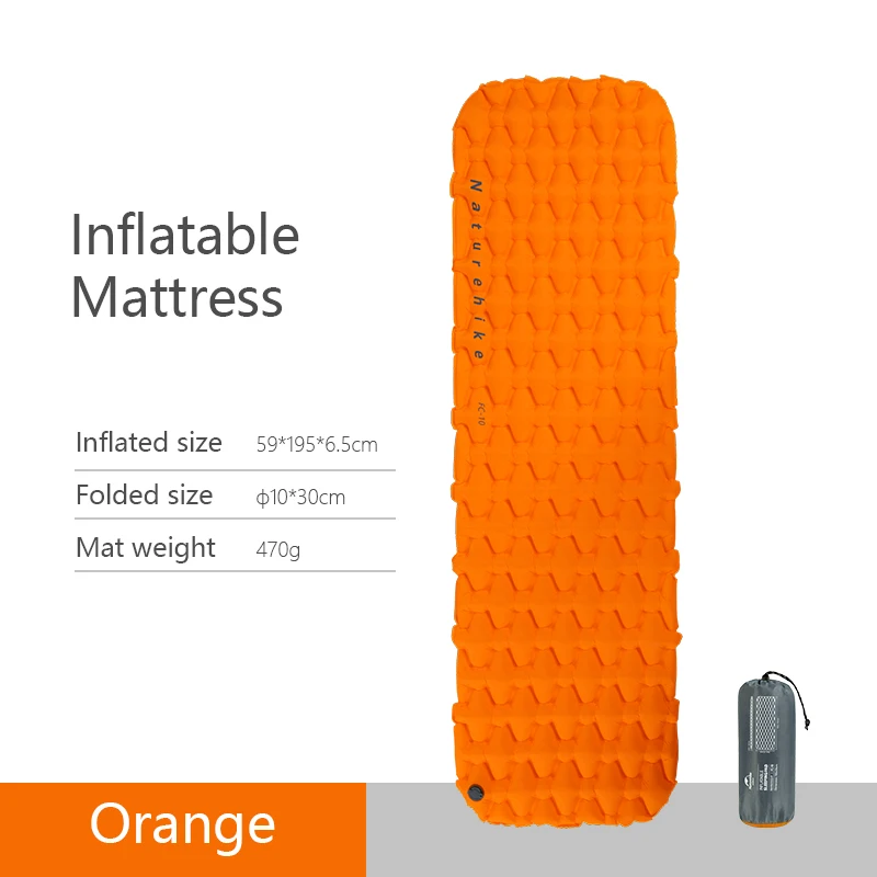 Naturehike Одноместный нейлоновый термополиуретановый коврик для кемпинга легкий влагостойкий надувной матрас портативный надувной матрас - Цвет: Orange