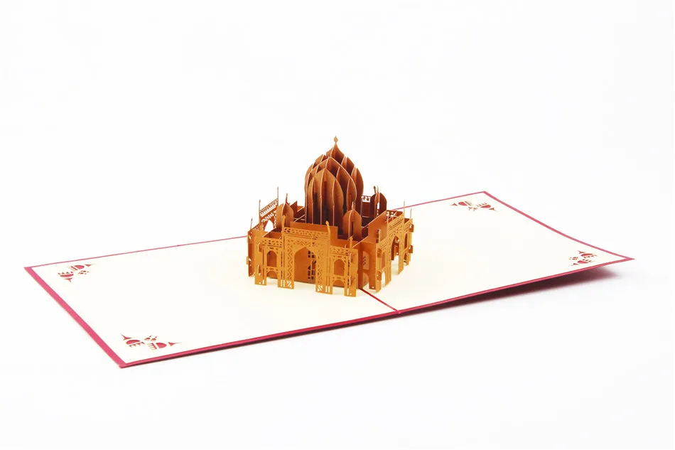 Открытки на день Святого Валентина, бизнес, доступные на заказ, винтажные 3D открытки ручной работы Taj Mahal, 3D всплывающие поздравительные открытки 6A0762