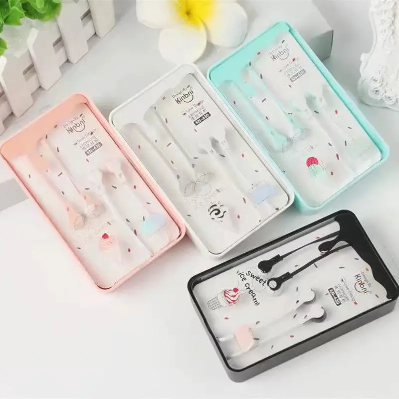 

Cute Ice Cream Couple Earphones 3.5mm Music Universal Earplugs For MP3 MP4 Mobile Phone Call Computer