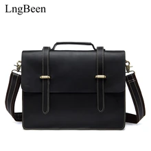 Lngbeen NEW Genuine Leather Black Men Briefcase Laptop Business Bag Cowhide Men’s Messenger Bags Luxury Lawyer Handbags LB1036