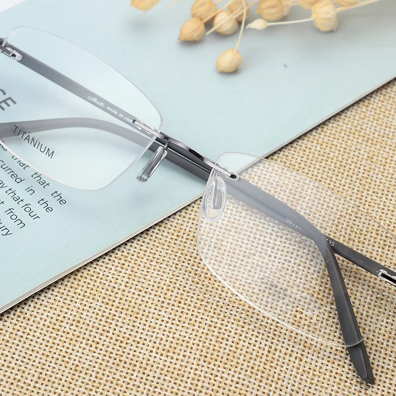 Rimless Men Eyeglasses Frame Fashion Brand Designer Myopia TR leg Clear Optical Prescription Eyewear transparent Frame RW003