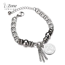 UZone Религиозный браслет из нержавеющей стали с подвеской в виде Иисуса из бисера, толстый браслет с кисточкой для женщин, христианские ювелирные изделия, подарок