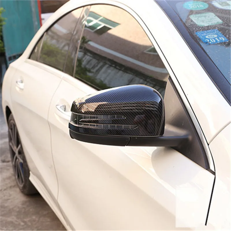SRXTZM черный глянец для Mercedes Benz C E S A B класс W204 W212 GLA GLK CLA CLS ABS пластик автомобиля зеркало заднего вида крышка отделка