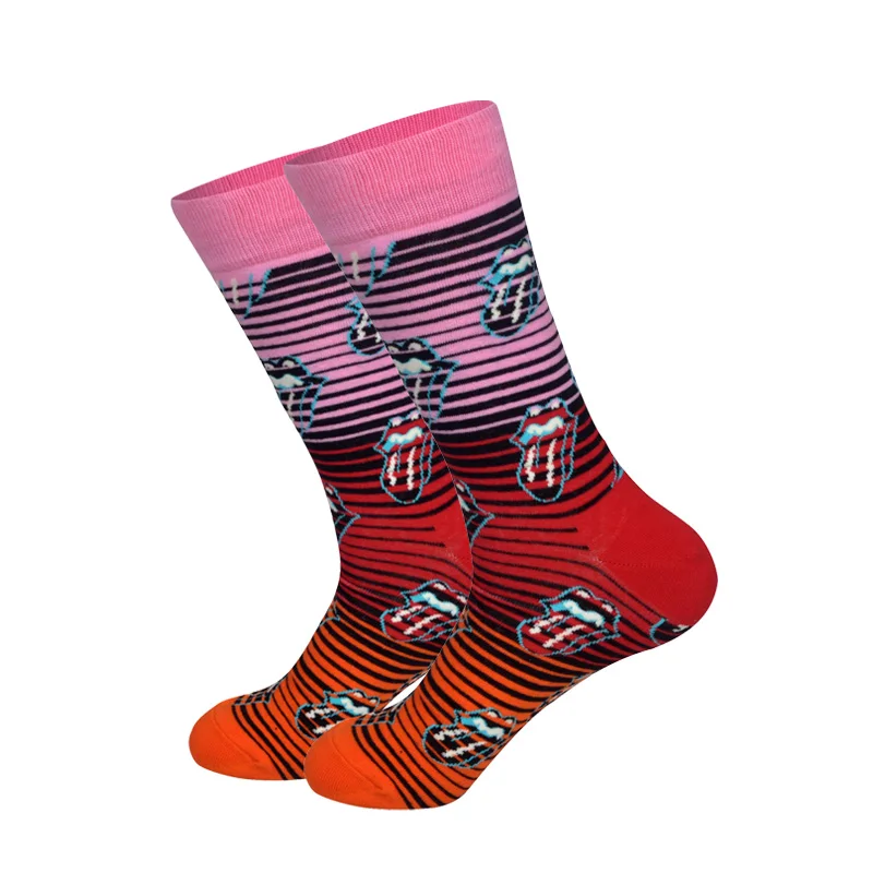 LIONZONE/Новинка года; длинные гольфы для мужчин; дизайнерские носки в стиле хип-хоп; хлопковые носки с изображением животных, фруктов, смешанных языков