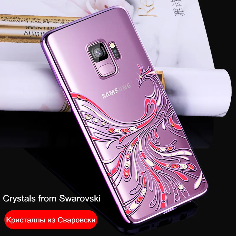 KINGXBAR Капа для samsung Galaxy S9 плюс Роскошные прозрачные кристаллы от Swarovski чехол
