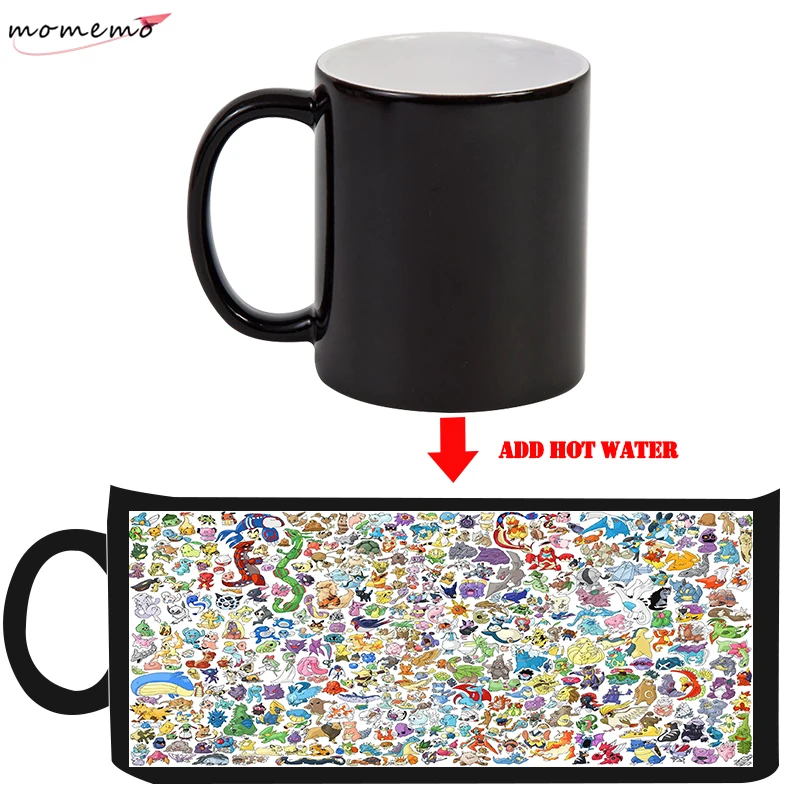 

MOMEMO Pocket Little Monster Magic Mugs Color Change Heat Sensitive Ceramic Mug Changing Color Coffee Milk Tea Mug Surprise Gift