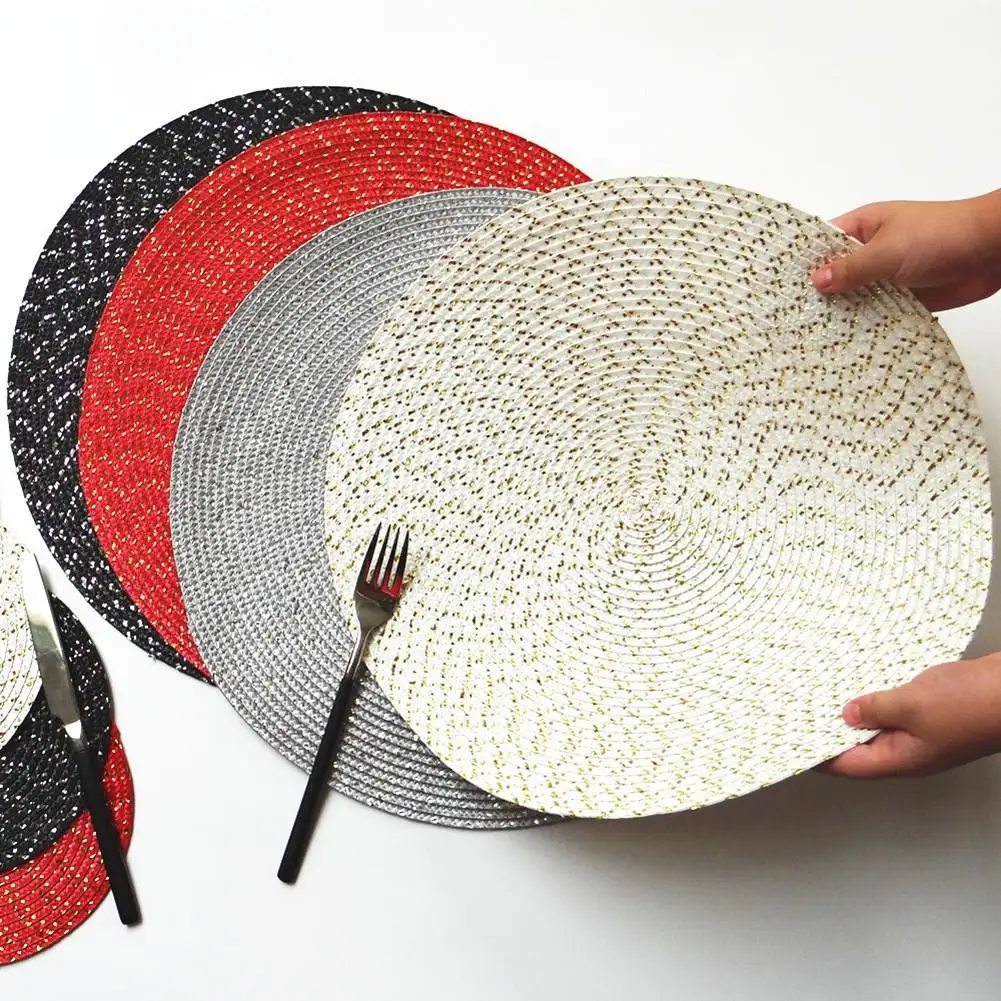 PP Wire Woven Placemat Children's Table Round Oval Woven Placemat Kitchen Dinner Handmade Pad Dropshipping