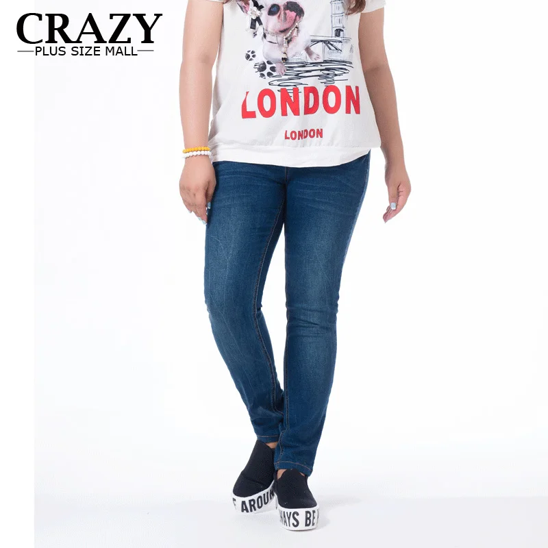 Big Size 3XL 4XL 5XL 6XL Jeans Fashion Plus Size Blue Denim High Waist