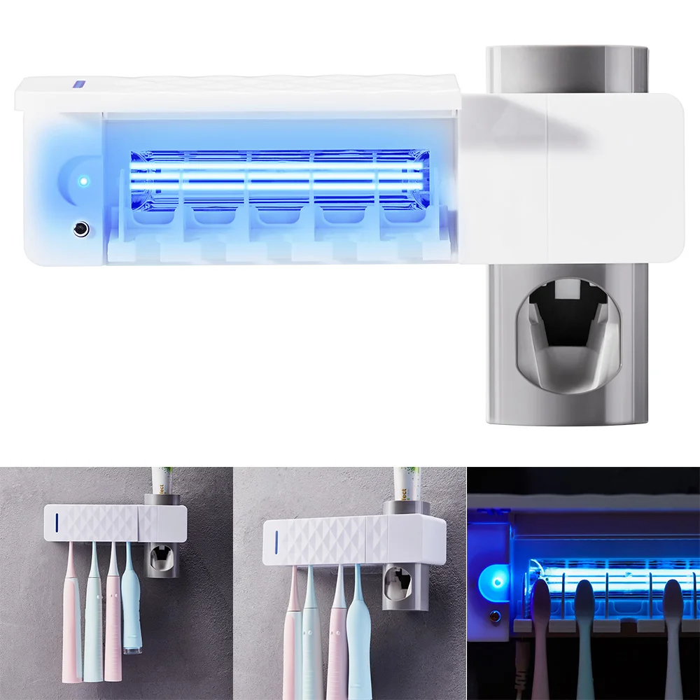 

Antibacteria UV Light Ultraviolet Toothbrush Sterilizer Automatic Toothpaste Dispenser Tooth Brush Holder Oral Hygiene Cleaner