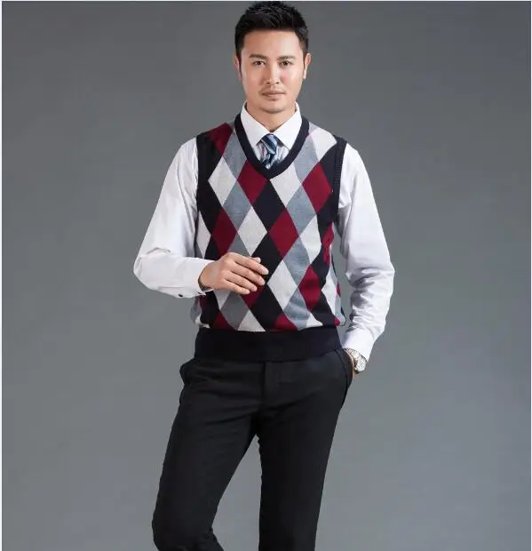 Free shipping high quality mens fashion argyle intarsia