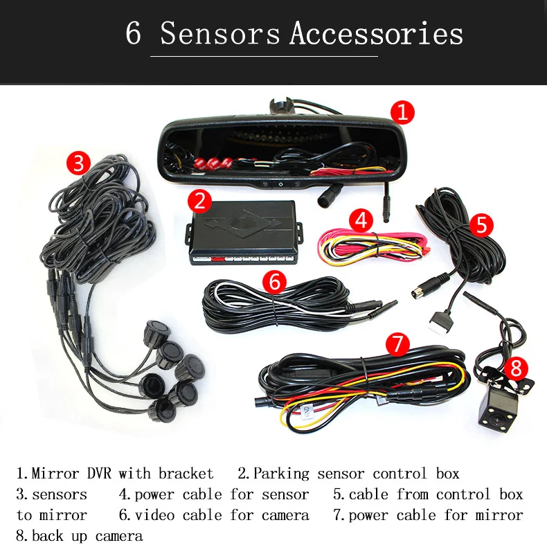 ANSHILONG 3 в 1 " HD зеркало заднего вида для салона автомобиля, сменный монитор DVR 1080P+ резервная камера+ парковочные радары