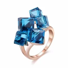 Новое поступление кристалл квадратный камень кольцо для женщин модные украшения многоцветный Женское Обручальное Кольцо сверкающий Temperamen женское кольцо