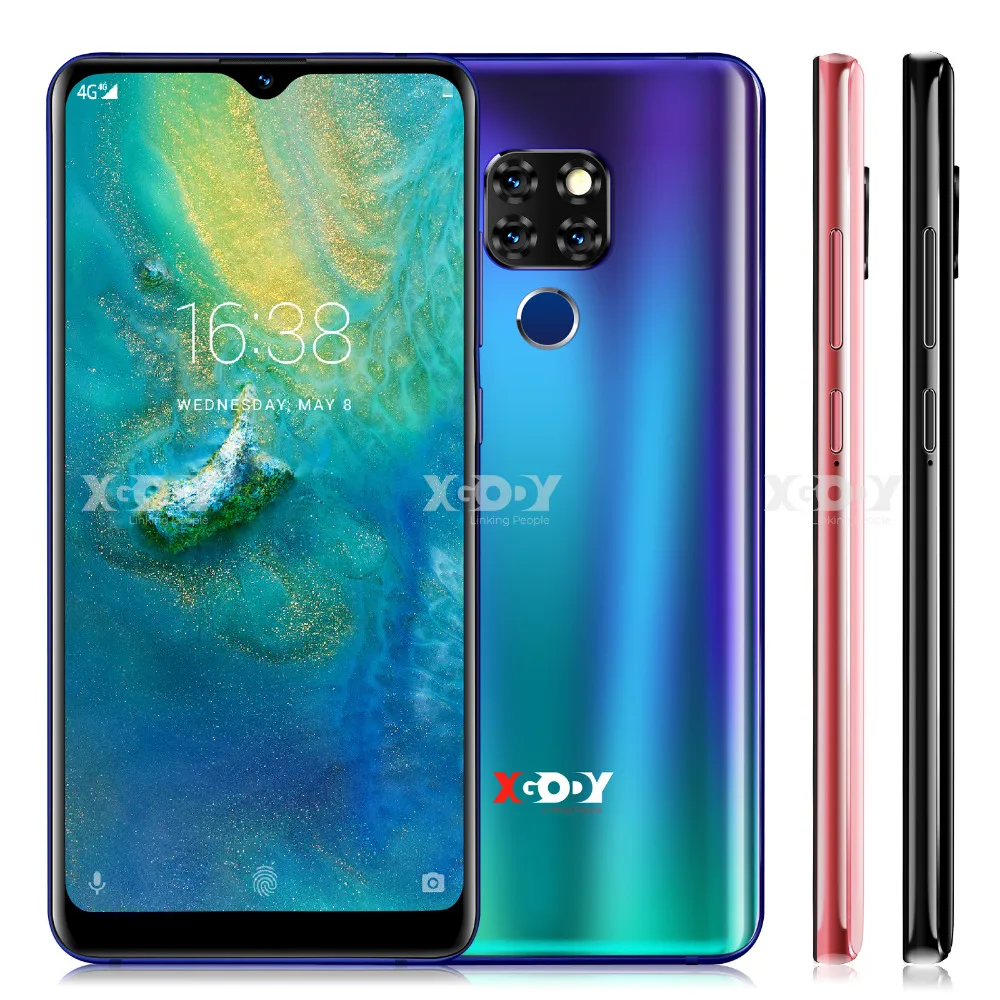 Xgody Коврики 20 4G 6,26 "19:9 Android 9,0 Face ID 2 Гб Оперативная память 16 Гб Встроенная память 3500 мА/ч, мобильный телефон MT6737 4 ядра полный Экран смартфон