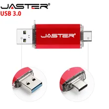 JASTER type-C OTG флеш-накопитель USB 3,0 64 ГБ 32 ГБ 16 ГБ флеш-накопитель смартфон память Мини USB карта type-C 3,1 двойной разъем