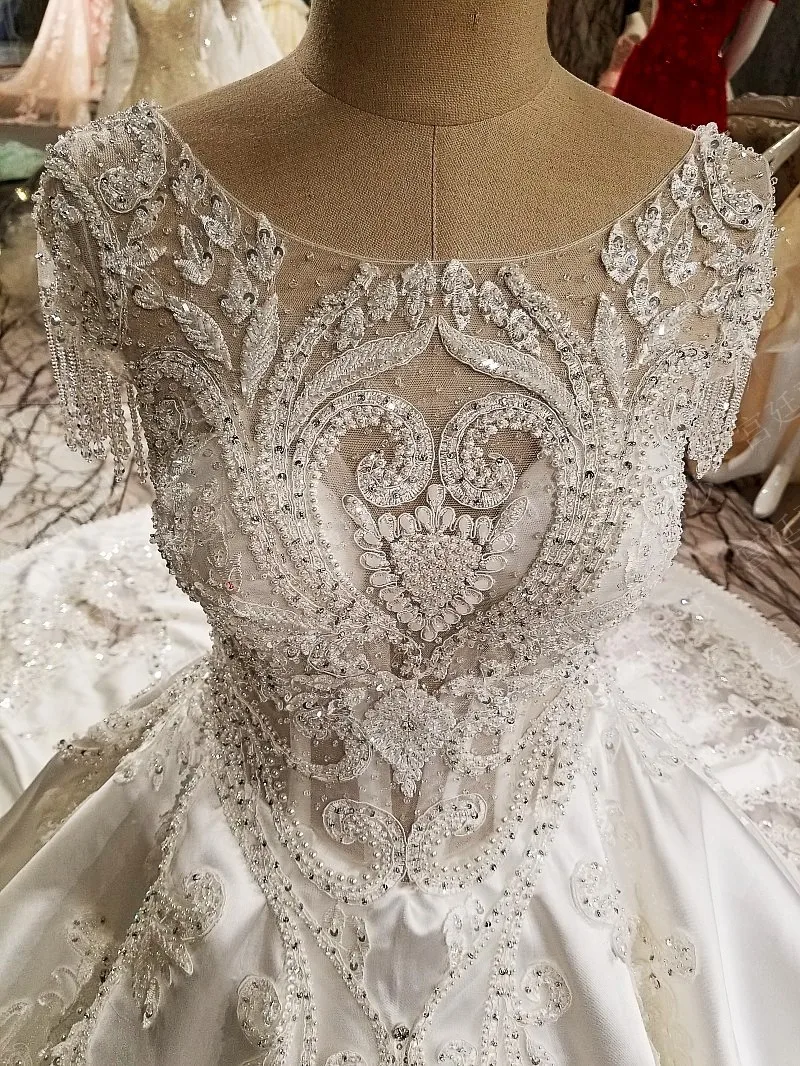 Vestido De Noiva белое высококачественное Модное бальное платье свадебное платье с жемчугом расшитое блестками Роскошная принцесса свадебное платье