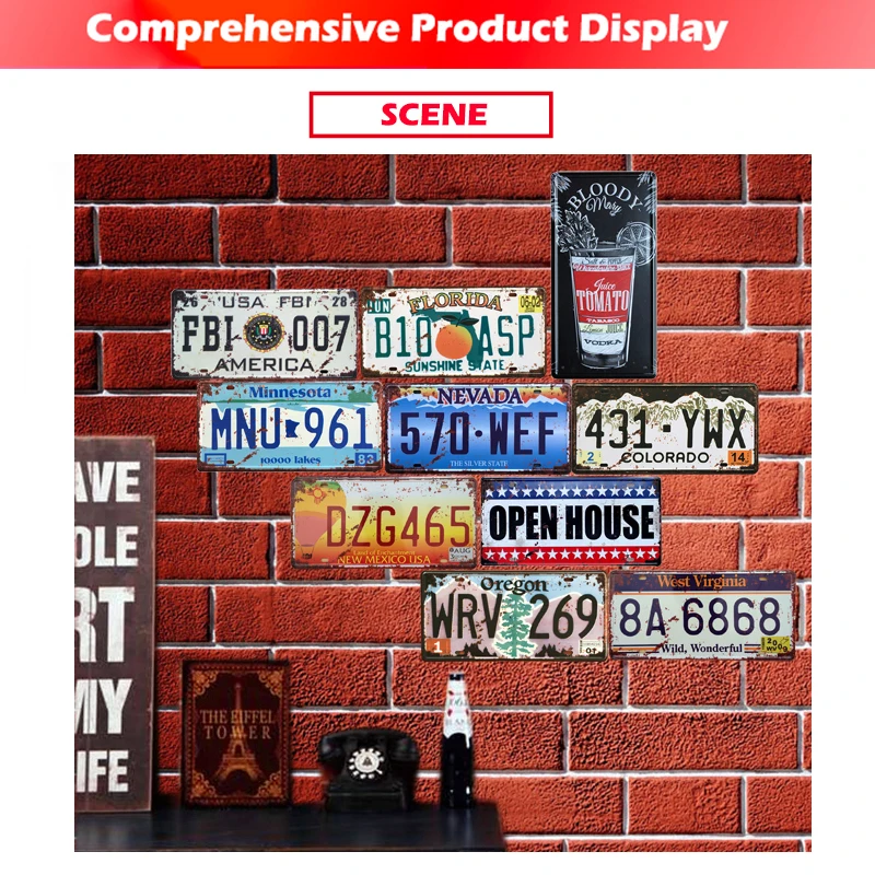 Hot Route 66 Car License Metal Plate Vintage Home Decor Tin Sign Bar\\Pub\\Hotel Decorative Metal Sign Art Painting Metal Plaque