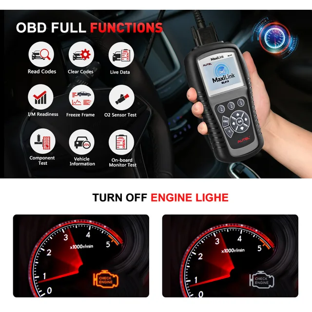 Autel MaxiLink ML619 OBDII OBD 2 Car Diagnostic Code Reader ABS SRS Airbag Scan Tools OBD2 Automotive Scanner as Autolink AL619 2