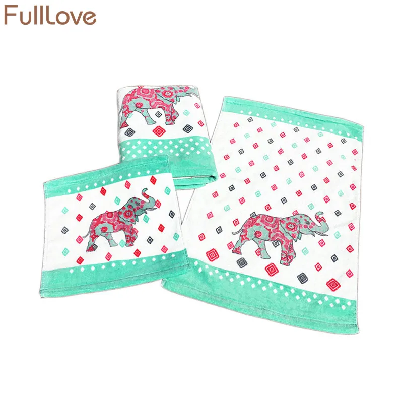 

FullLove 3PCS/Set Microfiber Towel Set Cartoon Elephant Print Absorbent Bathroom Bath Towels Beach Hair Face Towel Home Textile