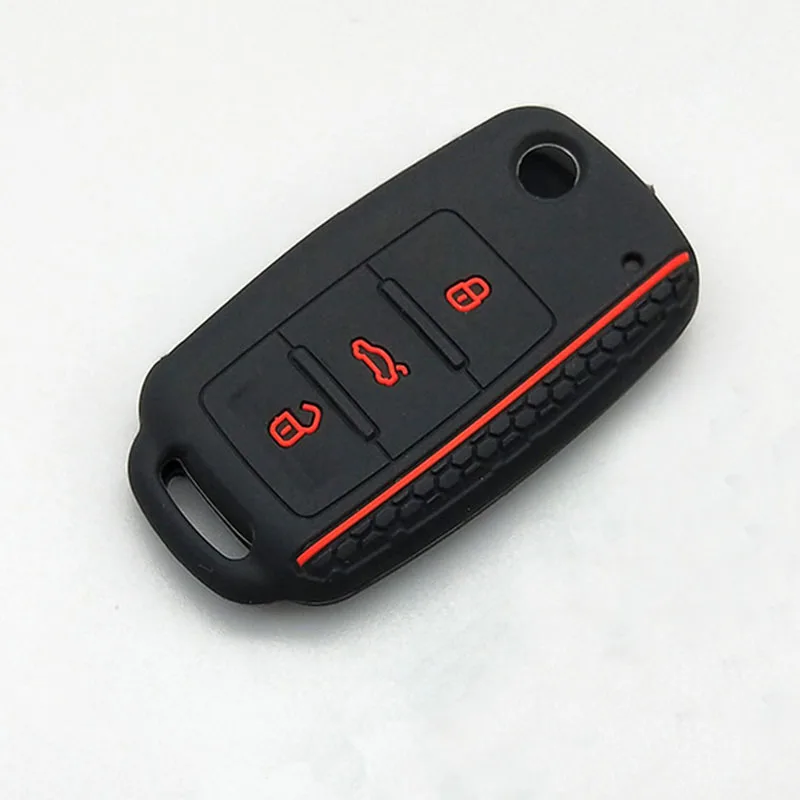 For Volkswagen Bora POLO GOLF Passat Car Key New Silicone Cover Case Shell 3 Button Remote Key protector Car Key Styling - Название цвета: black