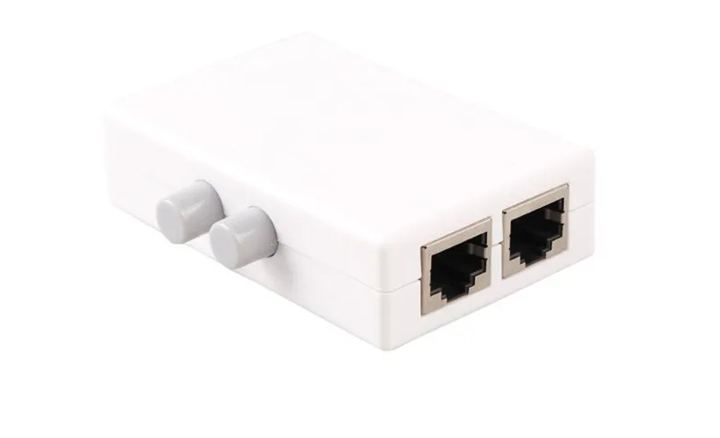 Сетевой двухпозиционный мини-коммутатор с двумя портами RJ45 ручным общим