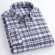 Мужская Фланелевая рубашка в клетку с длинным рукавом и карманом, облегающие удобные мягкие рубашки на пуговицах из хлопка