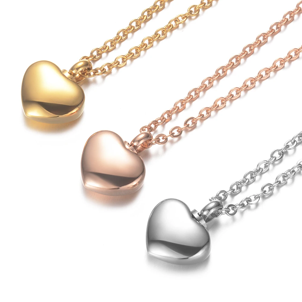 

3 Colors Heart Shaped Memorial Urns Necklace Human/ Pet Ash Casket Cremation Pendant Stainless Steel Jewelry Can Open