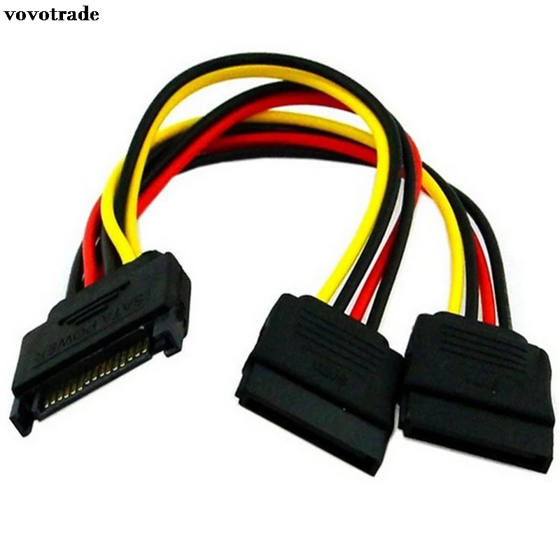 

vovotrade 15Pin SATA Male To 2 Female 15Pin Power HDD Splitter Connector Cable PC Drop Shipping