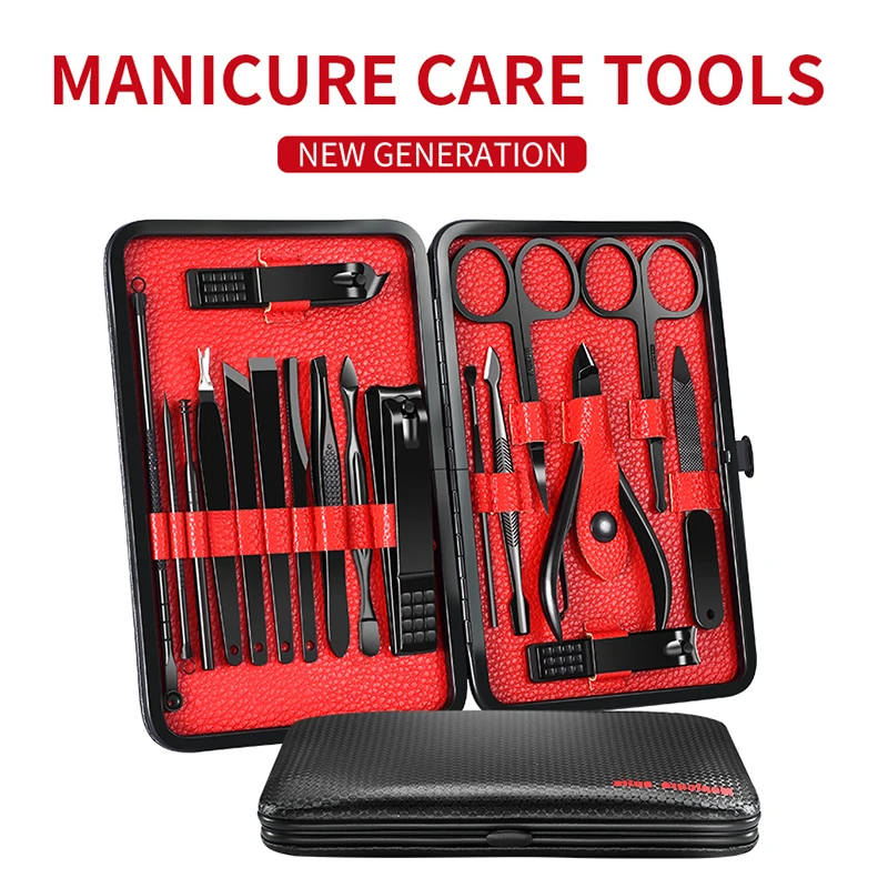 18Pcs Pro Manicure Set Nails Clipper for all extension Pedicure set Kit Utility Scissors Tweezer Kn