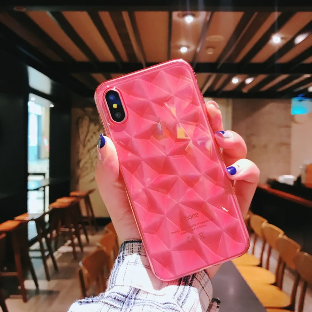

Diamond Texture Case For iPhone 6 6s 7 8 Plus X XR XS Max Soft Phone Cover for iPhone 7 Luxury Transparent Ultra Thin