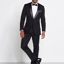 Свадебный смокинг для одежда жениха slim fit костюм на заказ мужские черное платье
