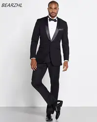 Свадебный смокинг для одежда жениха slim fit костюм на заказ мужские 2019 черное платье