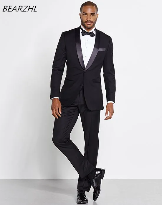 

wedding tuxedo for groom wear slim fit custom made suit men 2019 black dress