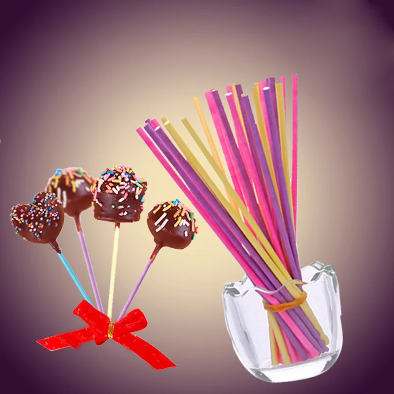 

100/50pcs Color Paper Lollipop Sticks Cotton Candy Chocolate Solid Core Paper Lollipop Sticks Ice Cream Sugar Solid Paper Sitcks