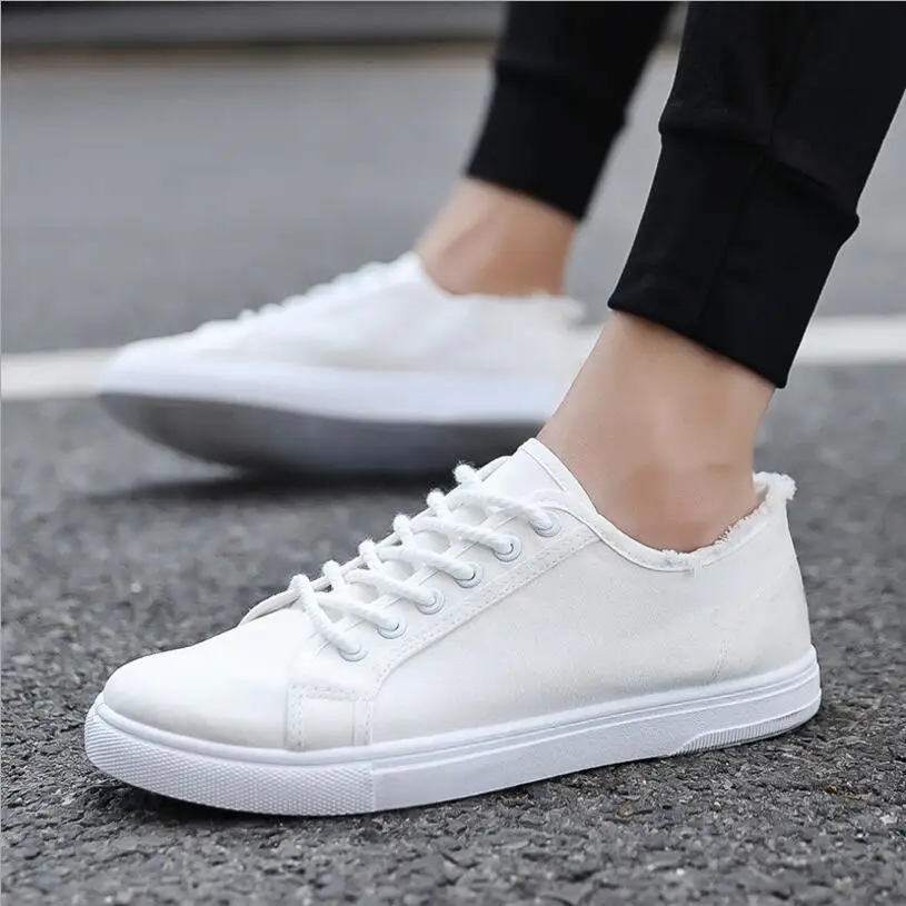 

New Arrival Spring Summer Comfortable Casual Shoes Mens Canvas Shoes For Gay Lace-Up Brand Fashion Flat Shoes