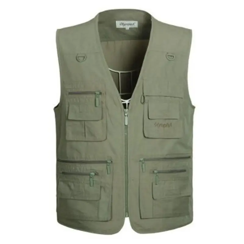 

Zozowang Men's Casual Vest With Multi Pockets Cotton Men Vests Regular Five Colors Plus Large Size 5XL Vest Men Summer Hotsales