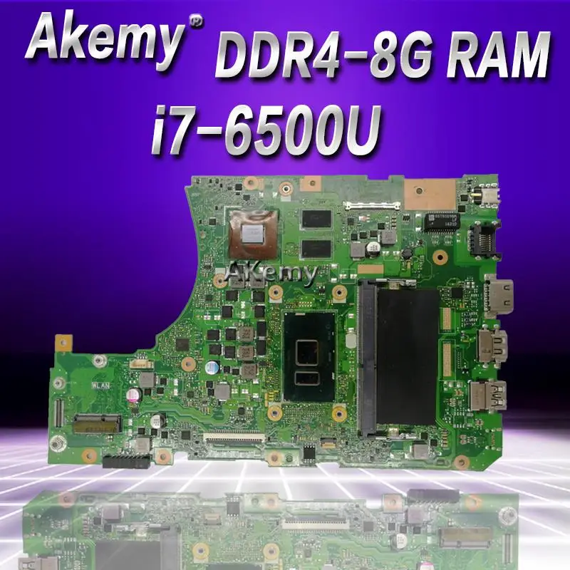  Akemy X556UV Laptop motherboard DDR4 8g RAM I7-6500 for ASUS X556UQ X556UV X556UB X556UR X556U Test