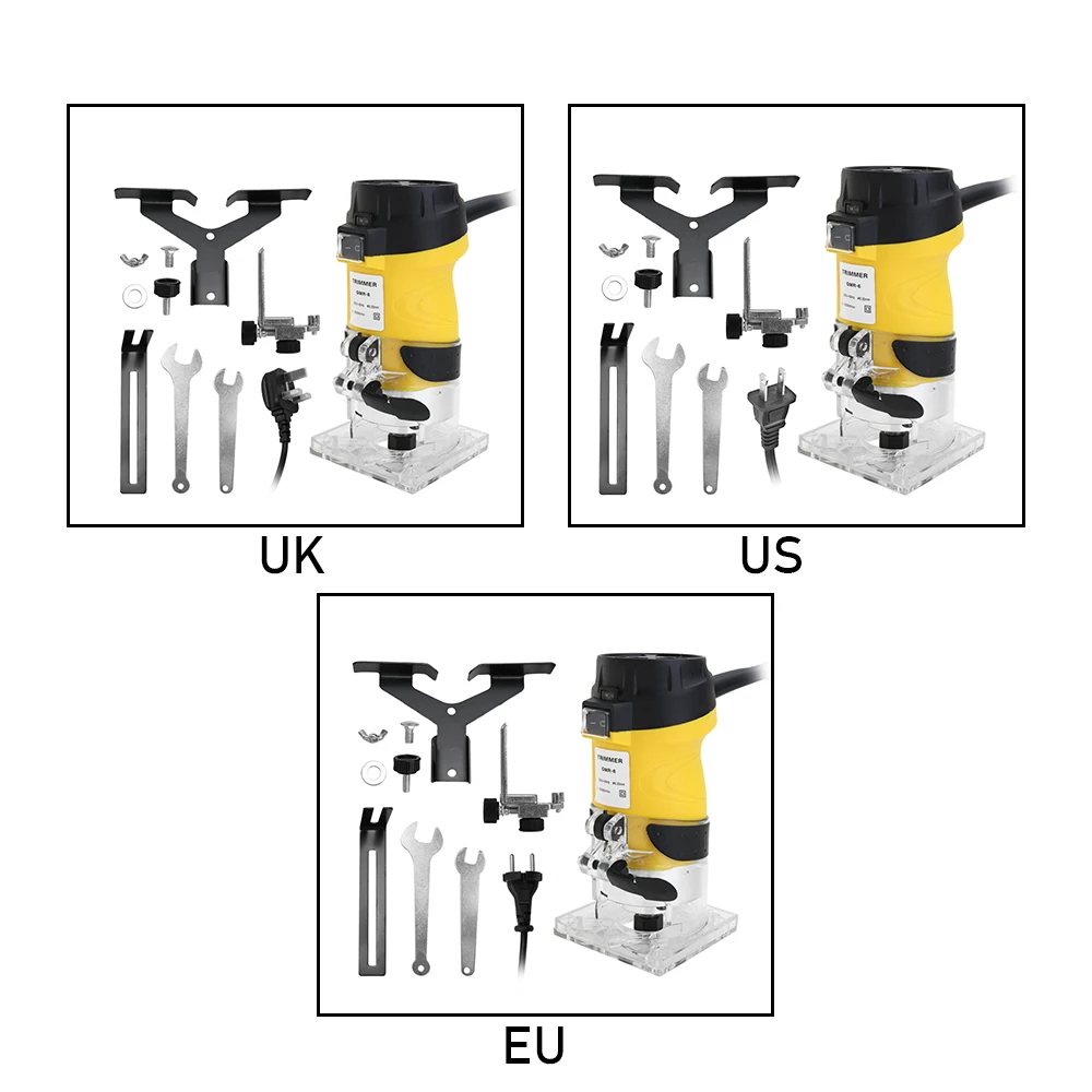 600 Вт 30000р/мин Электрический триммер деревянный маршрутизатор 6,35 мм деревообрабатывающий ламинатор Столярный станок для обрезки электроинструментов