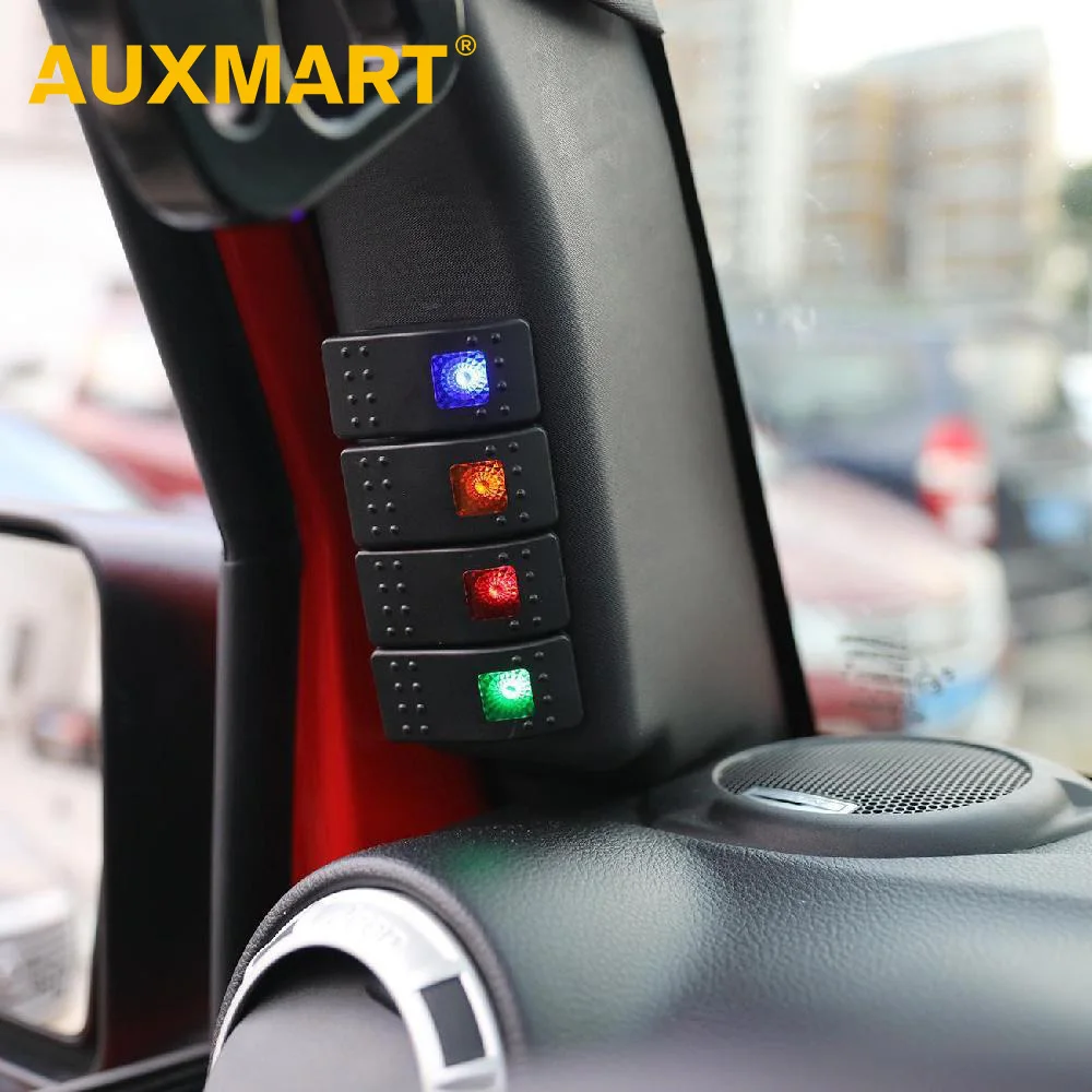 

Auxmart Car Left A Pillar 4 Rocker Switch Pod Panel Kit for Jeep Wrangler JK Car Switch Panel LED Boat Circuit Breake