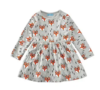 

5pcs/lot Girls Clothes Dresses Autumn Spring Kids Dress Girls Fox print Toddler Girl Dresses 1110 sylvia sis