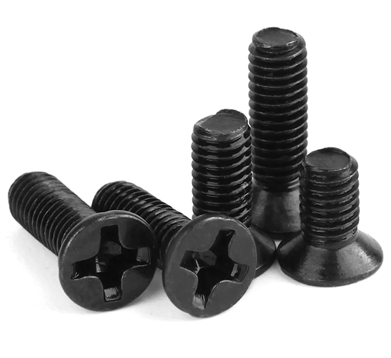 

LOT100 M2.5 Length 4/5/6/8/10/12/20mm Phillips Flat Countersunk Head Machine Screws Black Carbon Steel