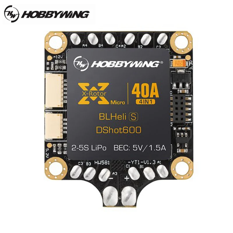 

Hobbywing XRotor Micro 40A 2-5S 4 in 1 BLHeli_S DShot600 Ready FPV Racing Brushless ESC Support DShot300 600 for RC Drone Frame