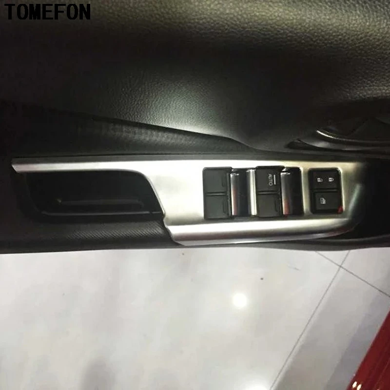 Для Honda City LHD ABS Chrome углеродного волокна двери внутренняя подлокотник Выключатель стеклоподъемник боты ручка отделкой стикеры 4 шт