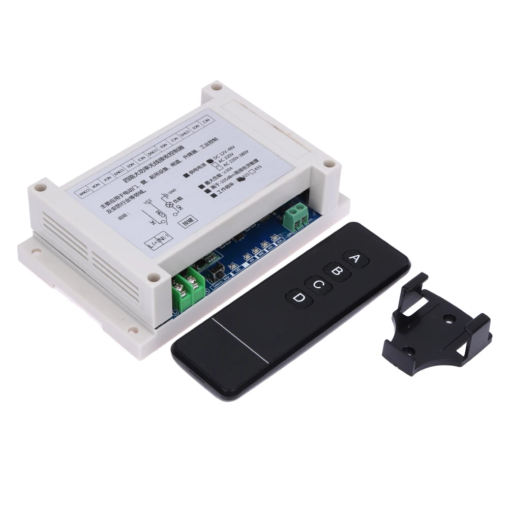 

Wide Voltage DC 12V-48V Four-Way Multi-Function Learning Wireless Remote Control Switch 315MHZ / 433MHZ (optional)
