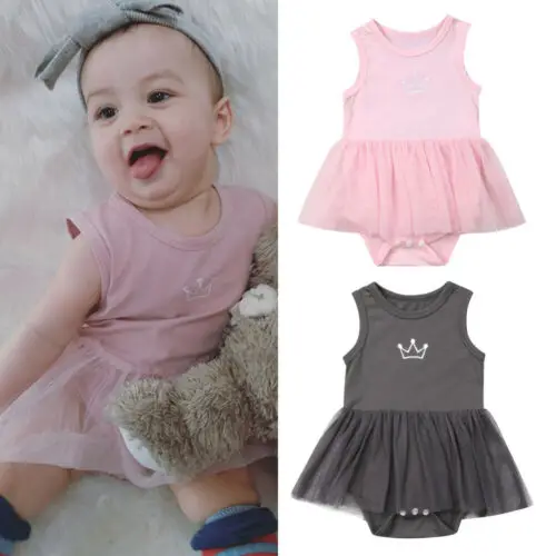 

Newborn Baby Girls Tulle Bodysuit 2019 New Kids Ruffles Sleeveless Soild Babygrow Vest Summer Children Playsuit Outfits Clothes