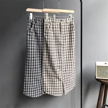 Осень Карандаш Сексуальная Высокая талия клетчатая длинная юбка Повседневная Женская Офисная Женская юбка на молнии высокое качество 2506